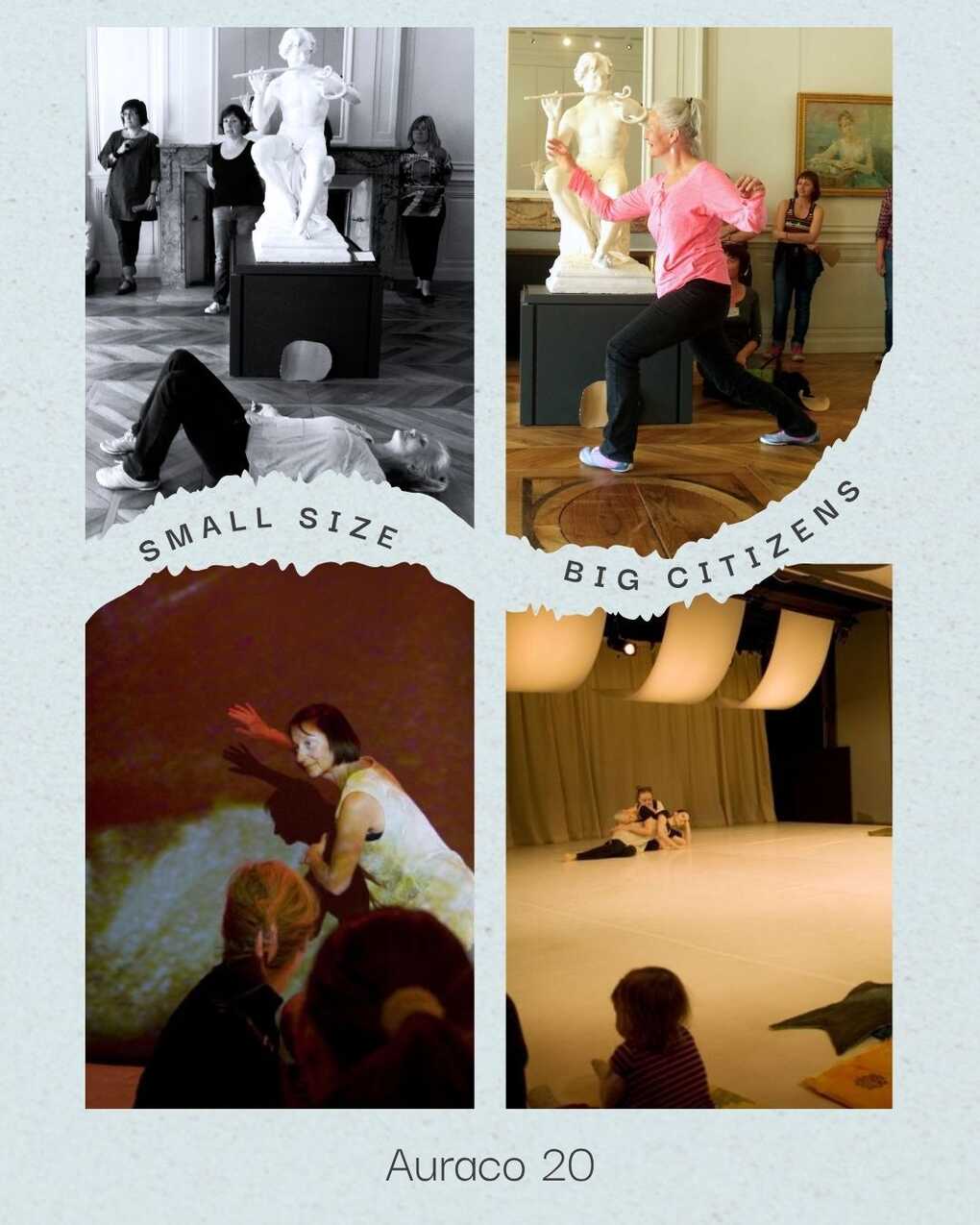 Collage of 4 performance photos, with the text "Small Size Big Citizens" in the middle